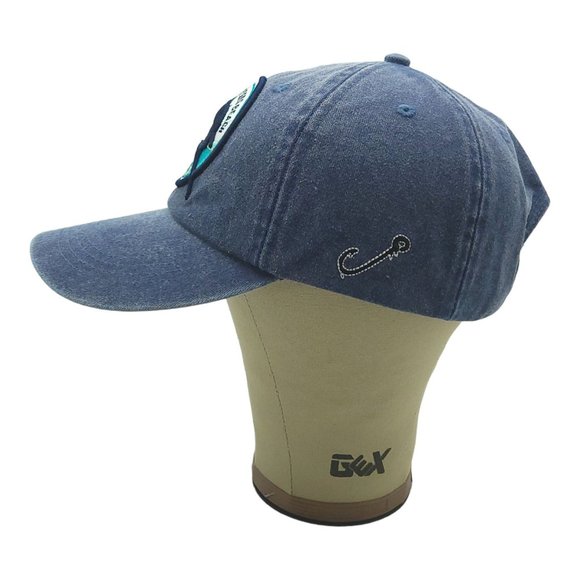Ft Myers Beach Florida Marlin Fishing Tuck Strap Cap Trucker Baseball Hat Denim - Picture 8 of 12